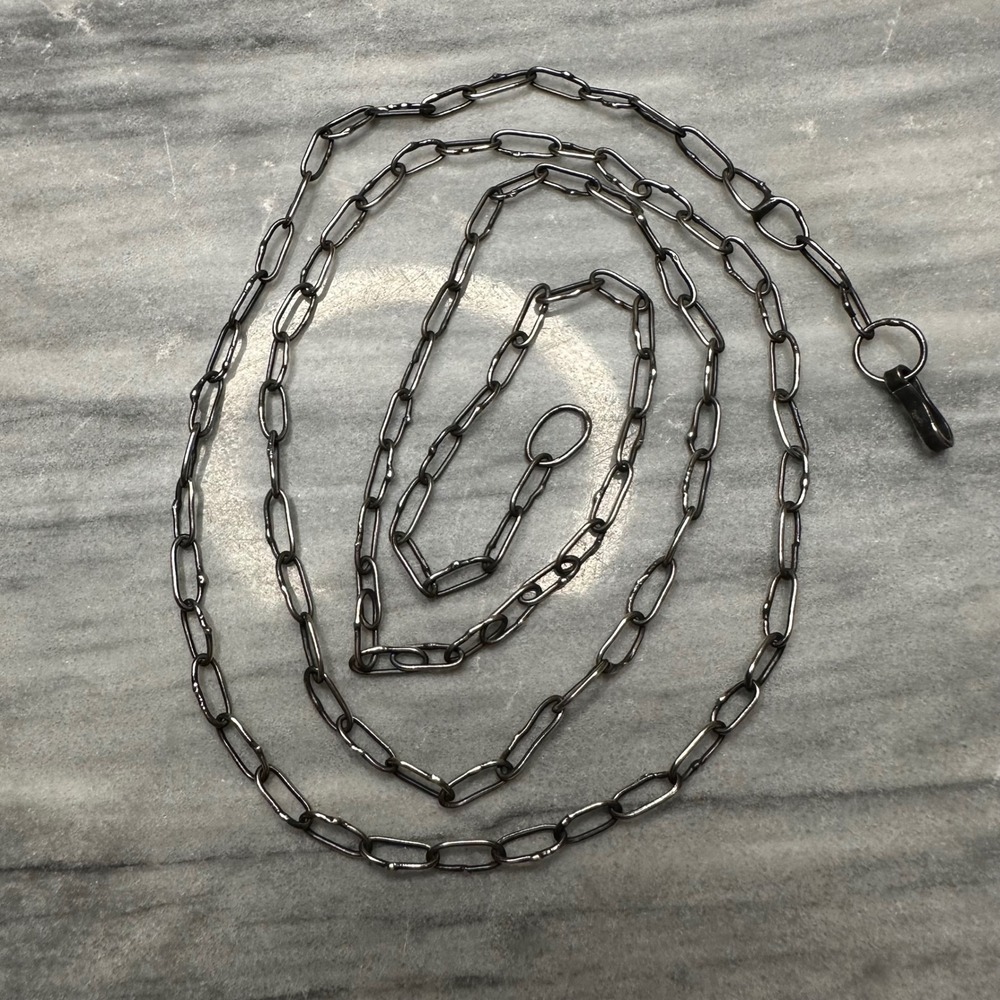 Sterling Silver Paperclip Chain Necklace 27 Inch Elongated Link Dog Clip Clasp